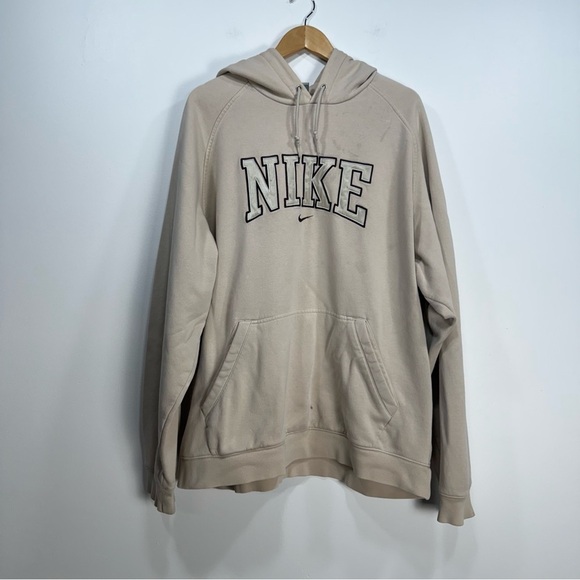 Vintage Nike Beige Center Swoosh Hoodie - Picture 1 of 12